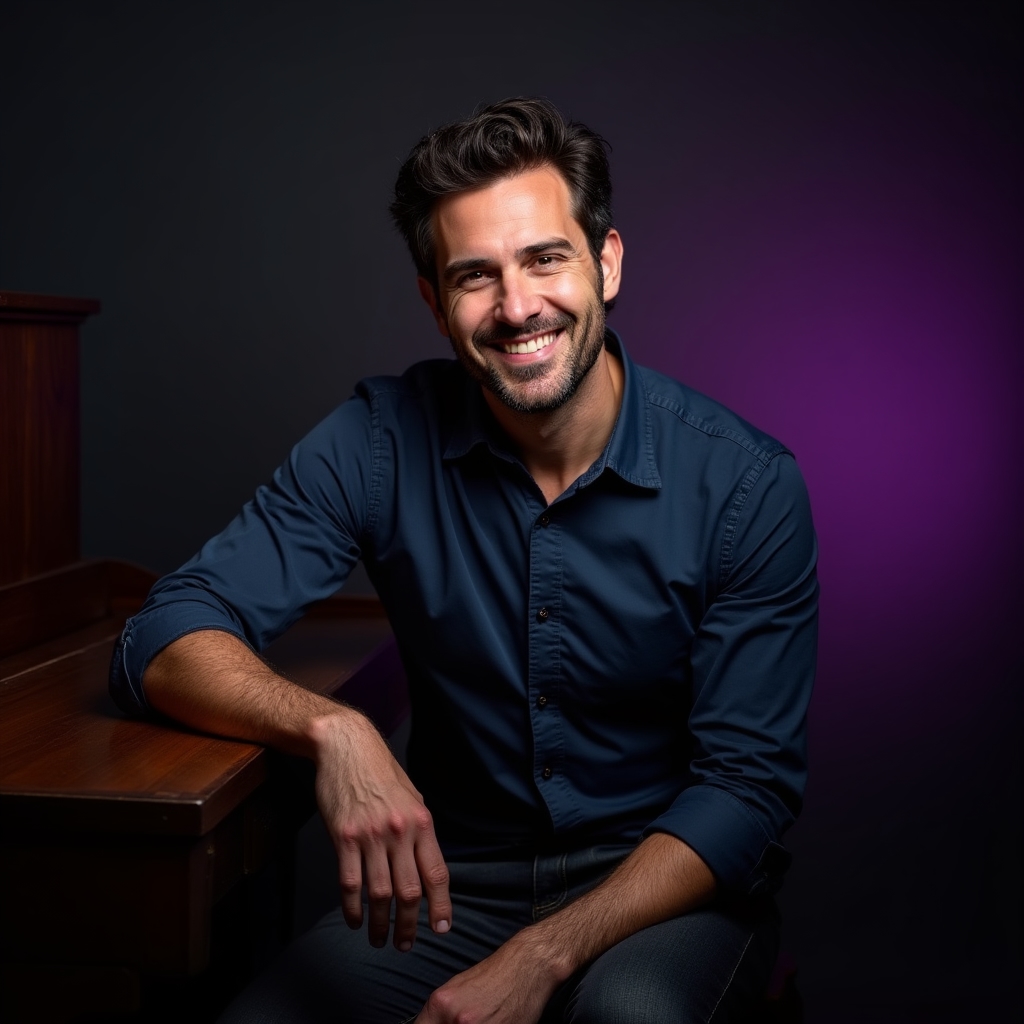 Profesor de pian, Sivrando, portret în studio